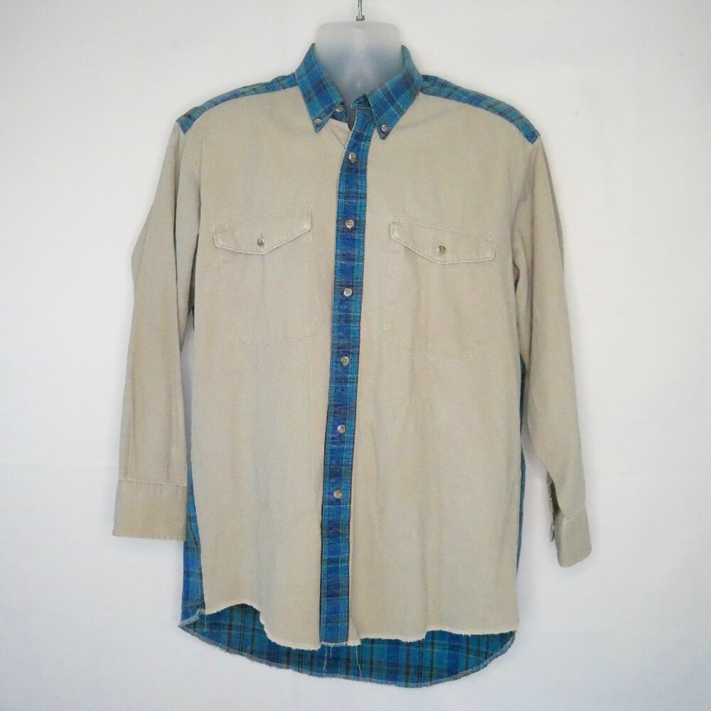 Vtg Wrangler Brushpopper Shirt Men 16.5-35 X-Long Tails Plaid Tartan Long Sleeve